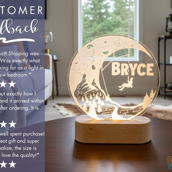 Personalized Rock Climber LED Night Light – Cool Room Decor for Climbers - Picture 7 of 8